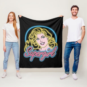 Supergirl Retro Neon Lights Graphic Fleecedecke