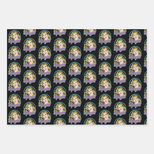 Supergirl Retro Neon Lights Graphic Geschenkpapier Set (Vorderseite 3)
