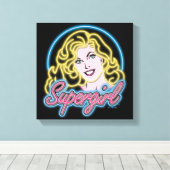 Supergirl Retro Neon Lights Graphic Leinwanddruck (Insitu (Holzboden))