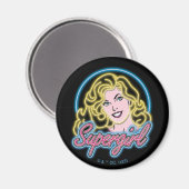 Supergirl Retro Neon Lights Graphic Magnet (Vorderseite/Rückseite)