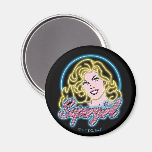 Supergirl Retro Neon Lights Graphic Magnet (Vorderseite/Rückseite)