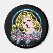 Supergirl Retro Neon Lights Graphic Magnet (Vorne)