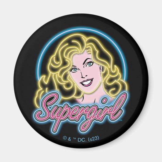 Supergirl Retro Neon Lights Graphic Magnet (Vorne)