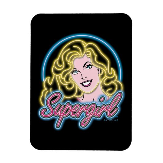 Supergirl Retro Neon Lights Graphic Magnet (Vertikal)