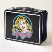 Supergirl Retro Neon Lights Graphic Metall Brotdose (Vorderseite)