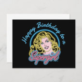 Supergirl Retro Neon Lights Graphic Mitteilungskarte (Vorne/Hinten)