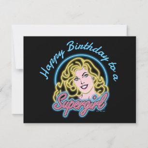 Supergirl Retro Neon Lights Graphic Mitteilungskarte