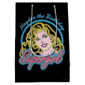 Supergirl Retro Neon Lights Graphic Mittlere Geschenktüte (Rückseite)