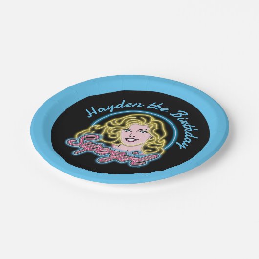 Supergirl Retro Neon Lights Graphic Pappteller (Schrägansicht)