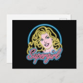 Supergirl Retro Neon Lights Graphic Postkarte (Vorne/Hinten)