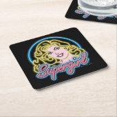 Supergirl Retro Neon Lights Graphic Rechteckiger Pappuntersetzer (angewinkelt)