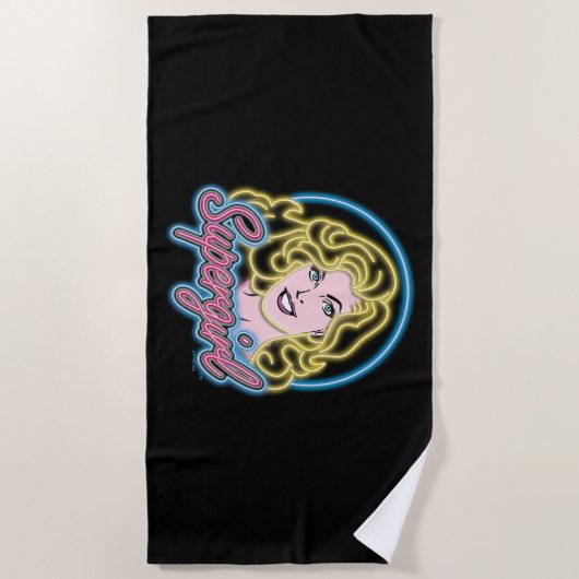 Supergirl Retro Neon Lights Graphic Strandtuch (Vorderseite)
