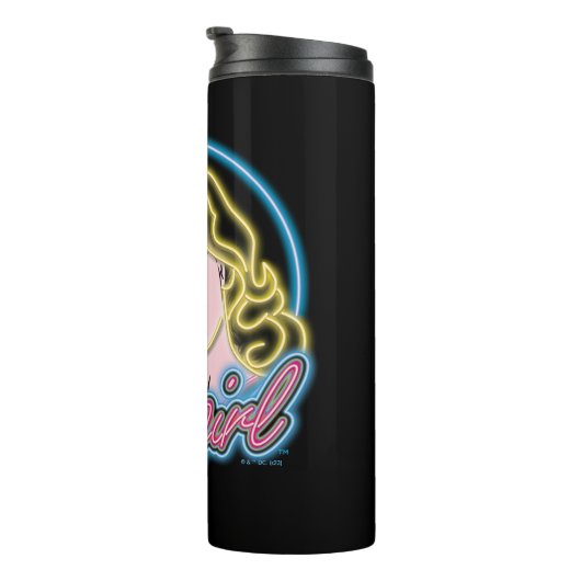 Supergirl Retro Neon Lights Graphic Thermosbecher (Nach rechts gedreht)