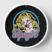 Supergirl Retro Neon Lights Graphic Uhr (Vorderseite)