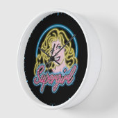Supergirl Retro Neon Lights Graphic Uhr (Winkel)