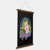 Supergirl Retro Neon Lights Graphic Wandteppich Mit Holzrahmen (Gewinkelt)