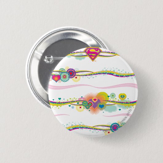 Supergirl Retro Rainbow Button (Vorne & Hinten)