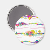 Supergirl Retro Rainbow Magnet (Vorderseite/Rückseite)