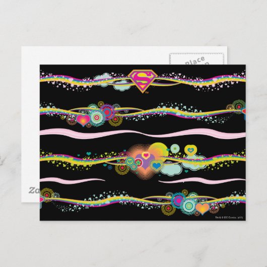 Supergirl Retro Rainbow Postkarte (Vorne/Hinten)