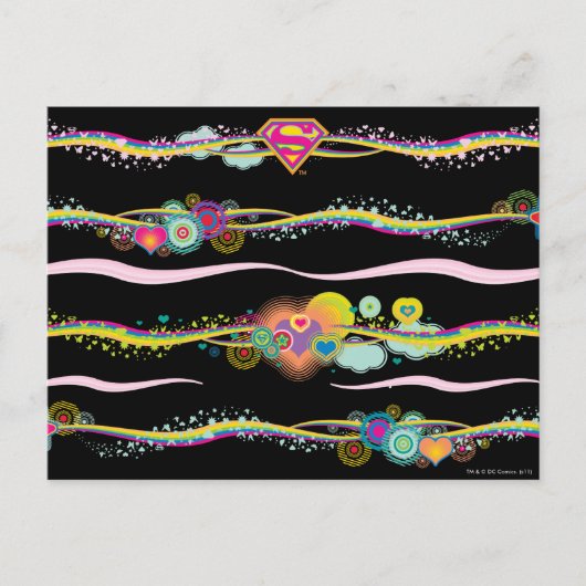 Supergirl Retro Rainbow Postkarte (Vorderseite)
