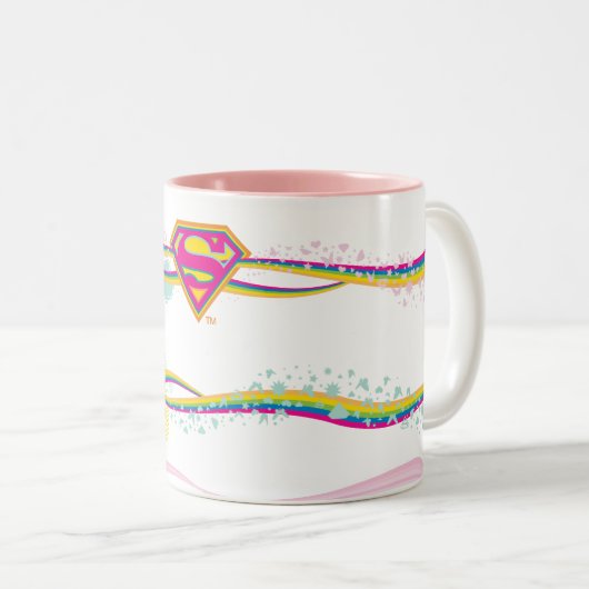 Supergirl Retro Rainbow Zweifarbige Tasse (VorderseiteRechts)