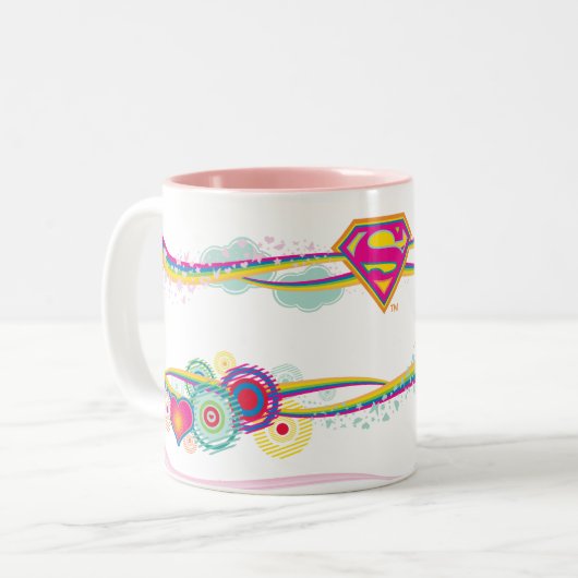 Supergirl Retro Rainbow Zweifarbige Tasse (Vorderseite Links)