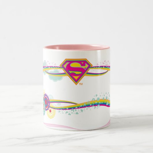 Supergirl Retro Rainbow Zweifarbige Tasse (Mittel)