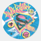 Supergirl Rocks Runder Aufkleber (Vorderseite)