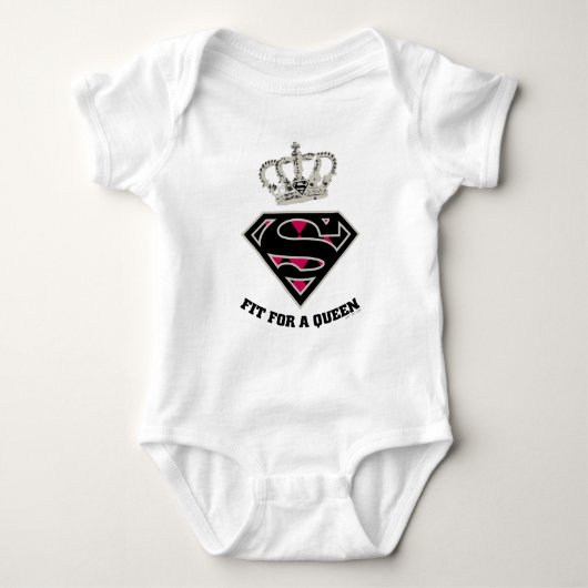 Supergirl S-Schild "Fit for a Queen" Baby Strampler (Vorderseite)