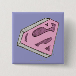 Supergirl Sketch Pink Logo Button