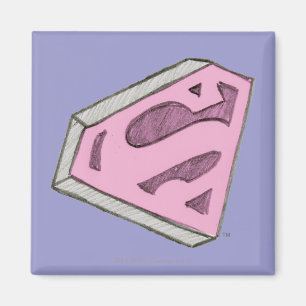 Supergirl Sketch Pink Logo Magnet