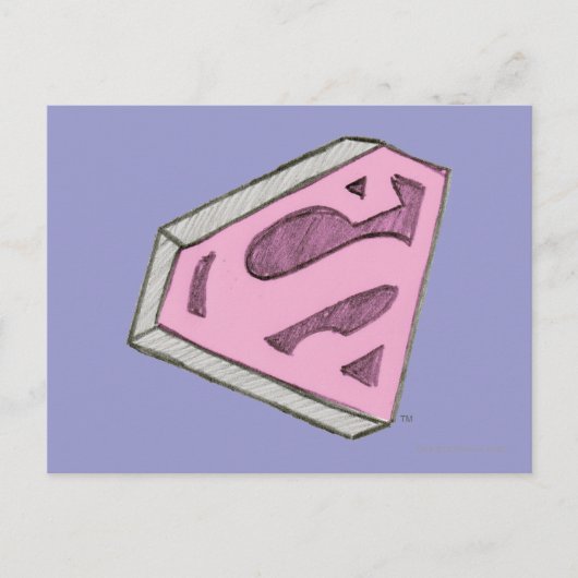 Supergirl Sketch Pink Logo Postkarte (Vorderseite)