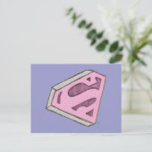 Supergirl Sketch Pink Logo Postkarte (Stehend Vorderseite)