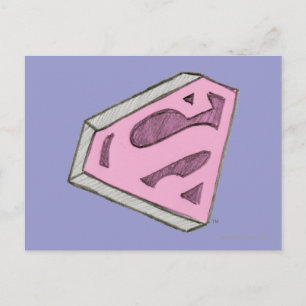 Supergirl Sketch Pink Logo Postkarte