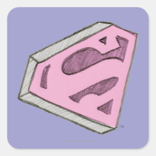 Supergirl Sketch Pink Logo Quadratischer Aufkleber