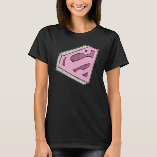 Supergirl Sketch Pink Logo T-Shirt (Vorderseite)