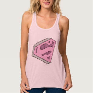 Supergirl Sketch Pink Logo Tank Top
