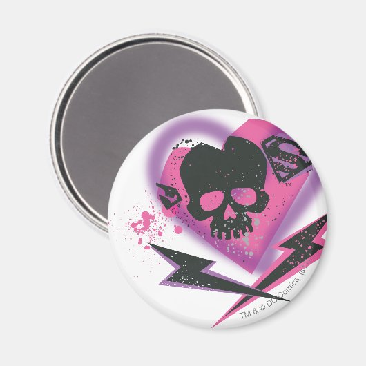 Supergirl Skulls und Blitze Magnet (Vorderseite/Rückseite)