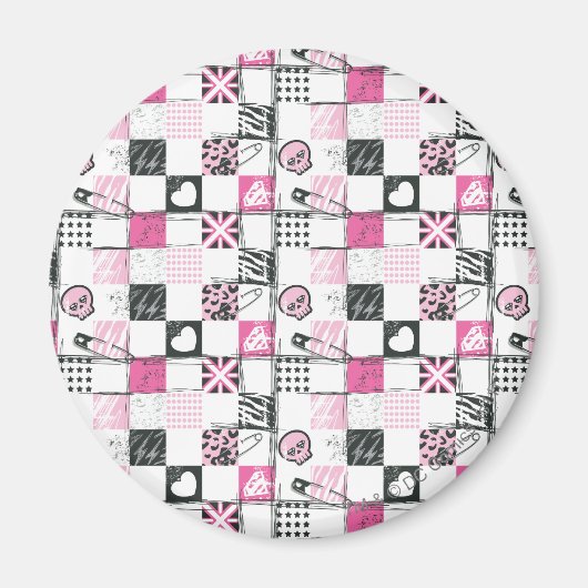 Supergirl Skulls und Buttone Muster Magnet (Vorne)