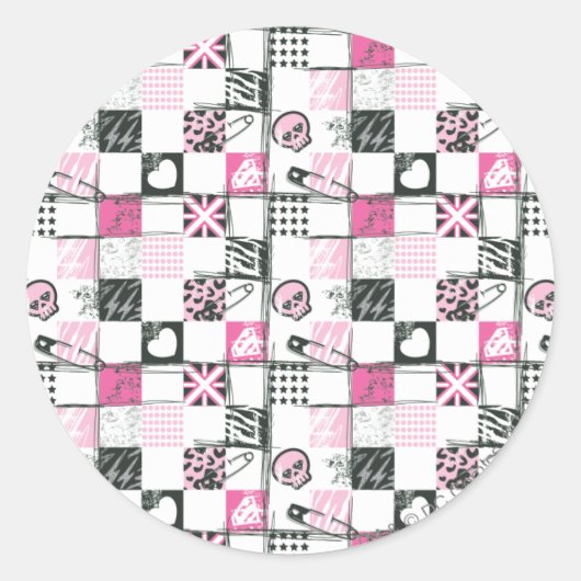 Supergirl Skulls und Buttone Muster Runder Aufkleber (Vorderseite)