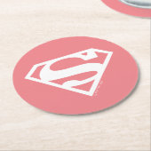 Supergirl Solid S-Shield Runder Pappuntersetzer (Angewinkelt)