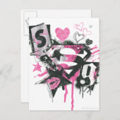 Supergirl Spills and Scribbles Collage Postkarte (Vorne/Hinten)