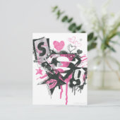 Supergirl Spills and Scribbles Collage Postkarte (Stehend Vorderseite)
