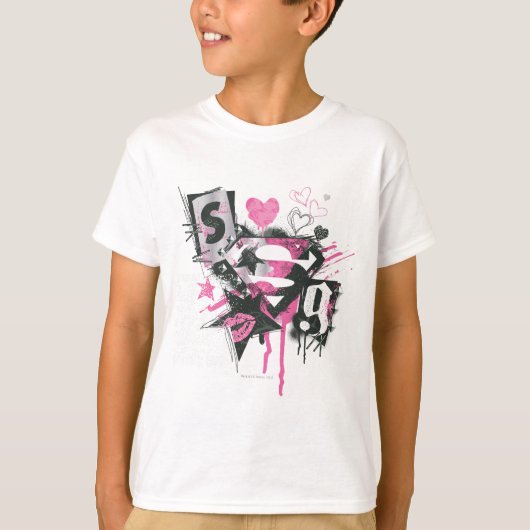 Supergirl Spills and Scribbles Collage T-Shirt (Vorderseite)