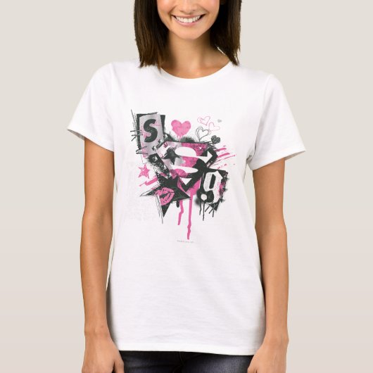 Supergirl Spills and Scribbles Collage T-Shirt (Vorderseite)