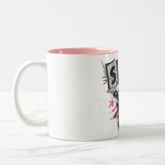 Supergirl Spills and Scribbles Collage Zweifarbige Tasse (Links)