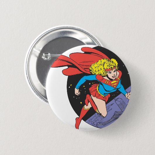 Supergirl springt im Weltraum Button (Vorne & Hinten)