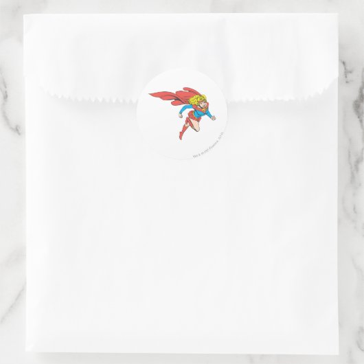 Supergirl springt rechts runder aufkleber (Tasche)