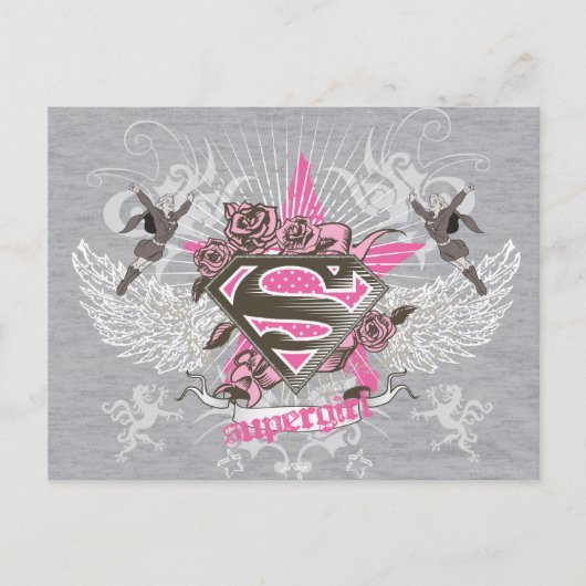 Supergirl Star und Rose Postkarte (Vorderseite)
