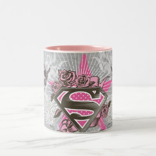 Supergirl Star und Rose Zweifarbige Tasse (Mittel)